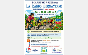 Dimanche 7 juin 2026 Cyclo "La Randonnée Bernayenne"