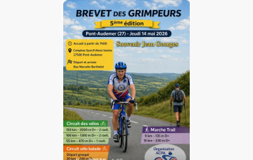 Jeudi 14 mai 2026 Pont Audemer 5ème Brevet des Grimpeurs . Souvenir Jean George