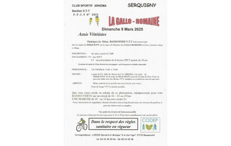 Rando VTT La Gallo-Romaine à Serquigny le 9 mars 2025