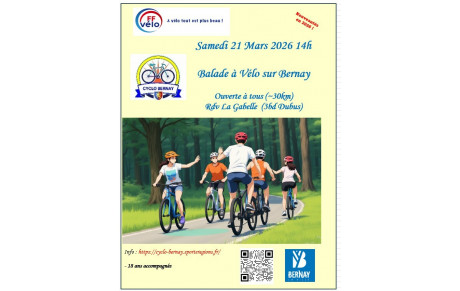Samedi 21 Mars 2026 : Balade à vélo sur Bernay