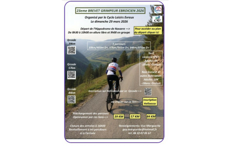 Dimanche 29 mars 2026 Cyclo à Evreux