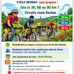 Dimanche 7 juin 2026 Cyclo "La Randonnée Bernayenne"